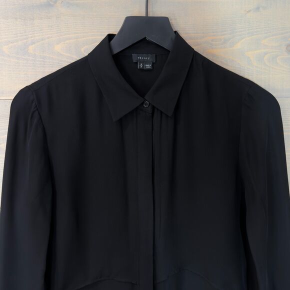 Theory Long Sleeve Silk Button Up Shirt Women's Small - Picture 2 of 3